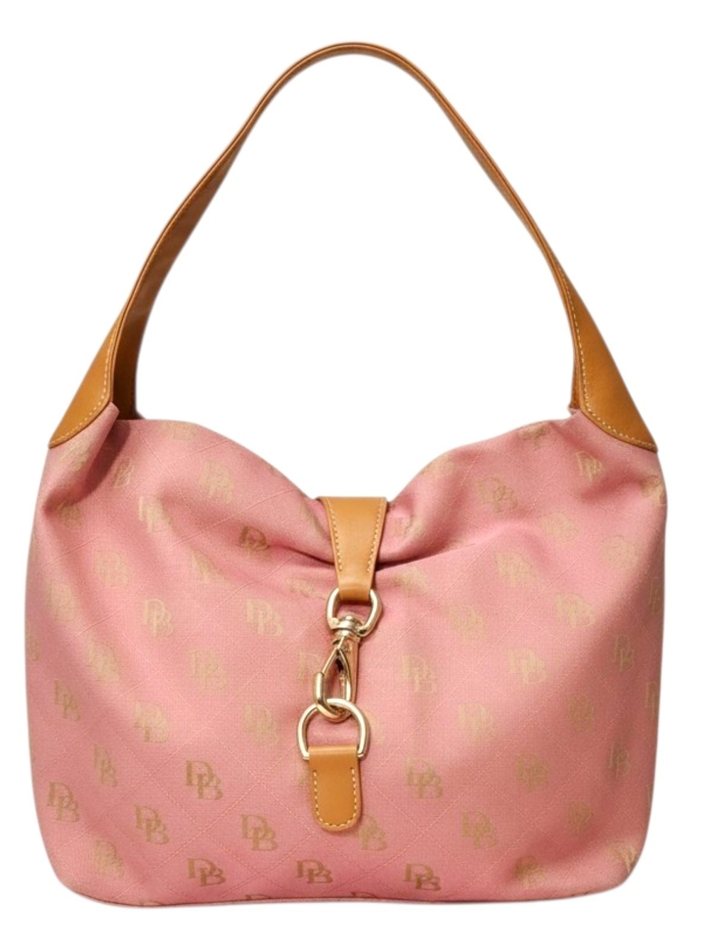 Dooney & Bourke Vintage Y2K Jacquard & Leather Large Logo Lock Sac Hobo Bag - Picture 5 of 15
